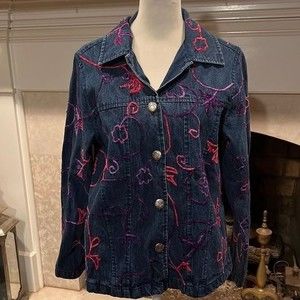 Choices embroidered denim blazer size medium